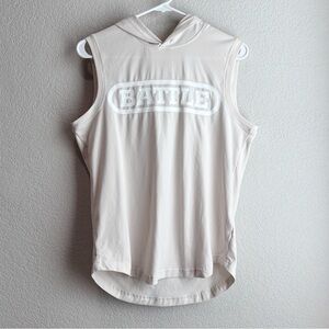 Battle Sports Sleeveless Light Action Workout Hoodie Ivory Cream Small